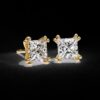 Elegant Princess-Cut Stud Earrings Made In 18 / 14 / 10 KT Gold Studded With Certified Lab Diamond For The Anniversary And Wedding Gift