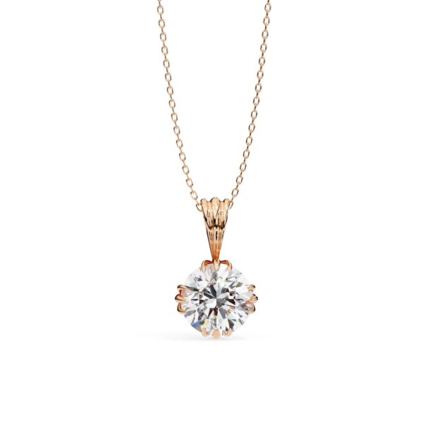 Elegant Round-Cut Solitaire Pendant Made In 18 / 14 / 10 KT Gold Embellished With Certified Lab Diamonds For The Anniversary Gift For Her