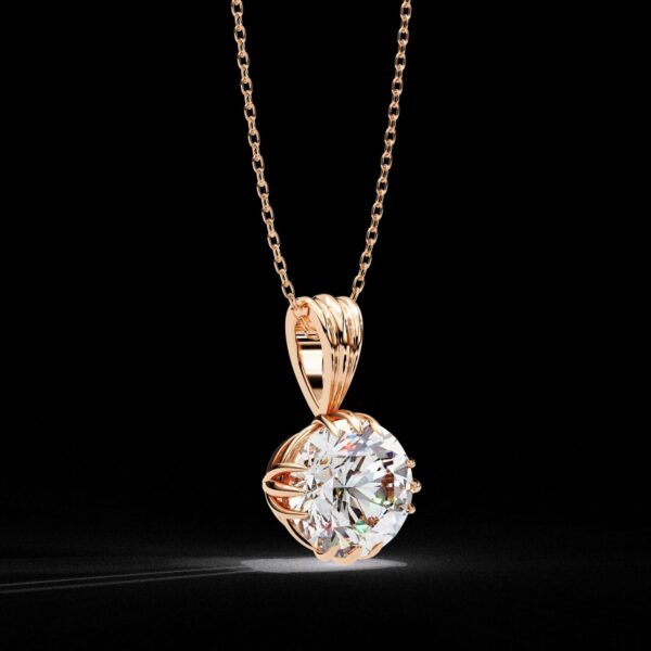 Elegant Round-Cut Solitaire Pendant Made In 18 / 14 / 10 KT Gold Embellished With Certified Lab Diamonds For The Anniversary Gift For Her