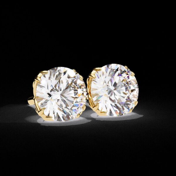 Classic Round Diamond Stud Earrings Made In 18 / 14 / 10 KT Gold Studded With Certified Lab Diamond For The Anniversary And Wedding Gift
