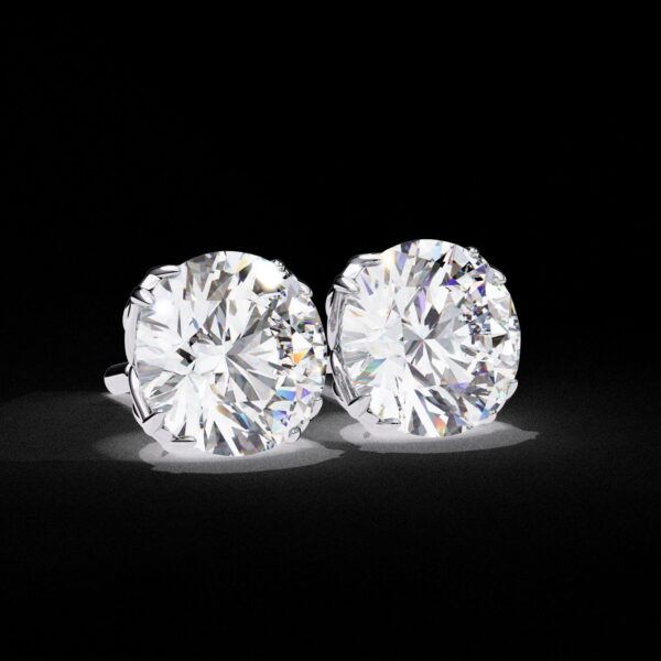 Classic Round Diamond Stud Earrings Made In 18 / 14 / 10 KT Gold Studded With Certified Lab Diamond For The Anniversary And Wedding Gift