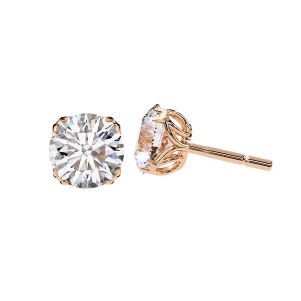 Classic Round Diamond Stud Earrings Made In 18 / 14 / 10 KT Gold Studded With Certified Lab Diamond For The Anniversary And Wedding Gift