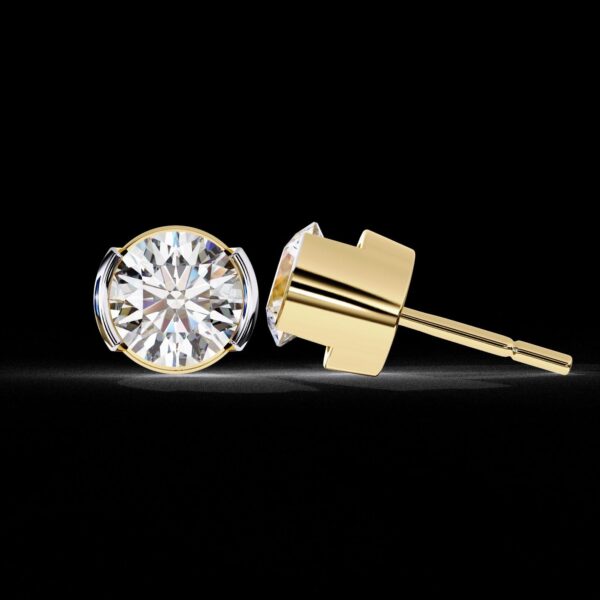 Rose Gold Round Diamond Stud Earrings Made In 18 / 14 / 10 KT Gold Studded With Certified Lab Diamond For The Anniversary And Wedding Gift
