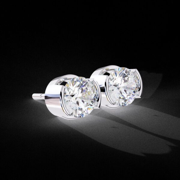 Rose Gold Round Diamond Stud Earrings Made In 18 / 14 / 10 KT Gold Studded With Certified Lab Diamond For The Anniversary And Wedding Gift