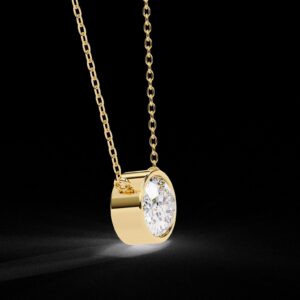 Oval Solitaire Lab-Grown Diamond Pendant Made In 18/14/10 KT Gold Embellished With Certified Lab Diamonds For The Anniversary Gift For Her