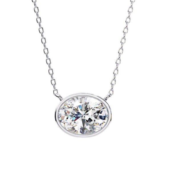 Oval Solitaire Lab-Grown Diamond Pendant Made In 18/14/10 KT Gold Embellished With Certified Lab Diamonds For The Anniversary Gift For Her