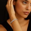 Invisible Pressure Setting Diamond Bracelet Made in 925 Silver Embellished With Shinny Moissanite Diamonds For The Anniversary Gift For Her