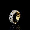 Iced Out Cuban Link Diamond Ring Made In 18/14/10 KT Gold Embellished With Shinny Moissanite Diamonds For The Birthday And Anniversary Gift