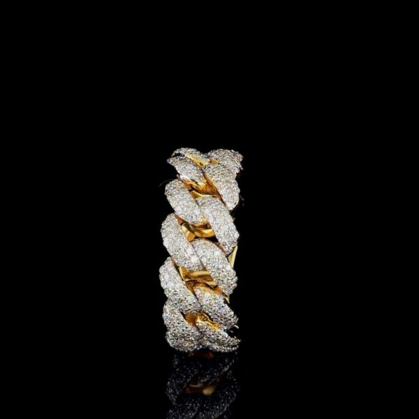 Iced Out Cuban Link Diamond Ring Made In 18/14/10 KT Gold Embellished With Shinny Moissanite Diamonds For The Birthday And Anniversary Gift