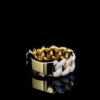 Iced Out Cuban Link Diamond Ring Made In 18/14/10 KT Gold Embellished With Shinny Moissanite Diamonds For The Birthday And Anniversary Gift