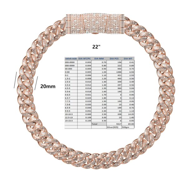 Rose Gold-Plated Silver Cuban Chain with Lab Diamonds - Installment 1