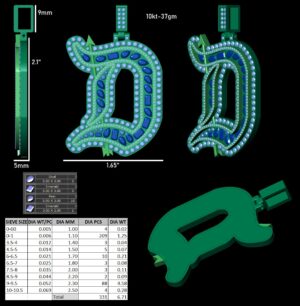 D Pendant D pendant in Silver With Lab Diamond - Remaining Amount