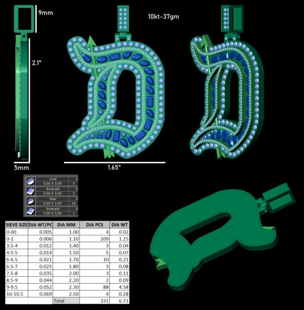D Pendant D pendant in Silver With Lab Diamond - Remaining Amount